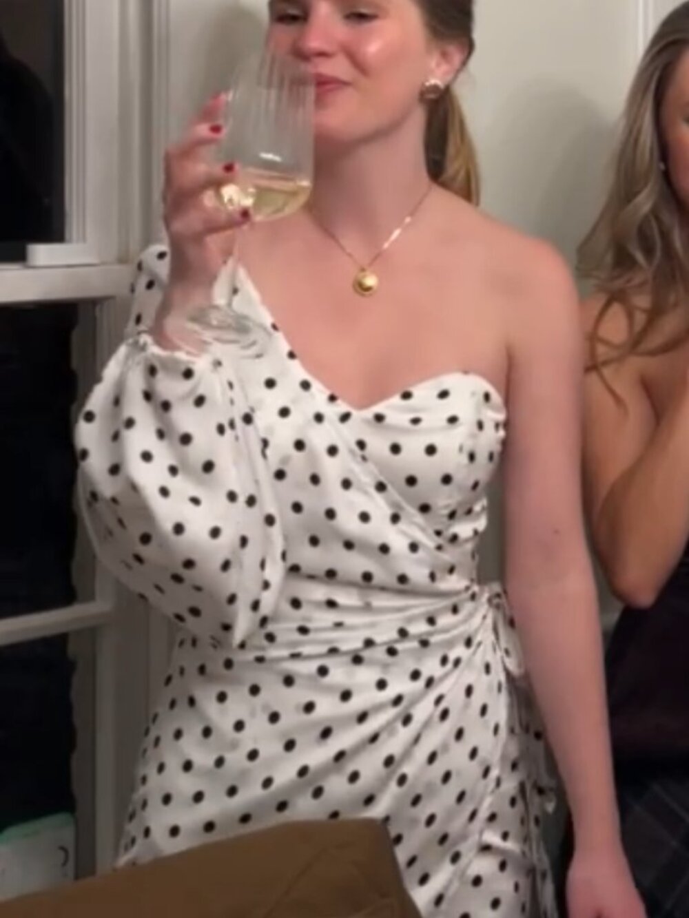 SABO SKIRT White Black Polka Dot Wrap Mini Dress - Picture 3 of 5
